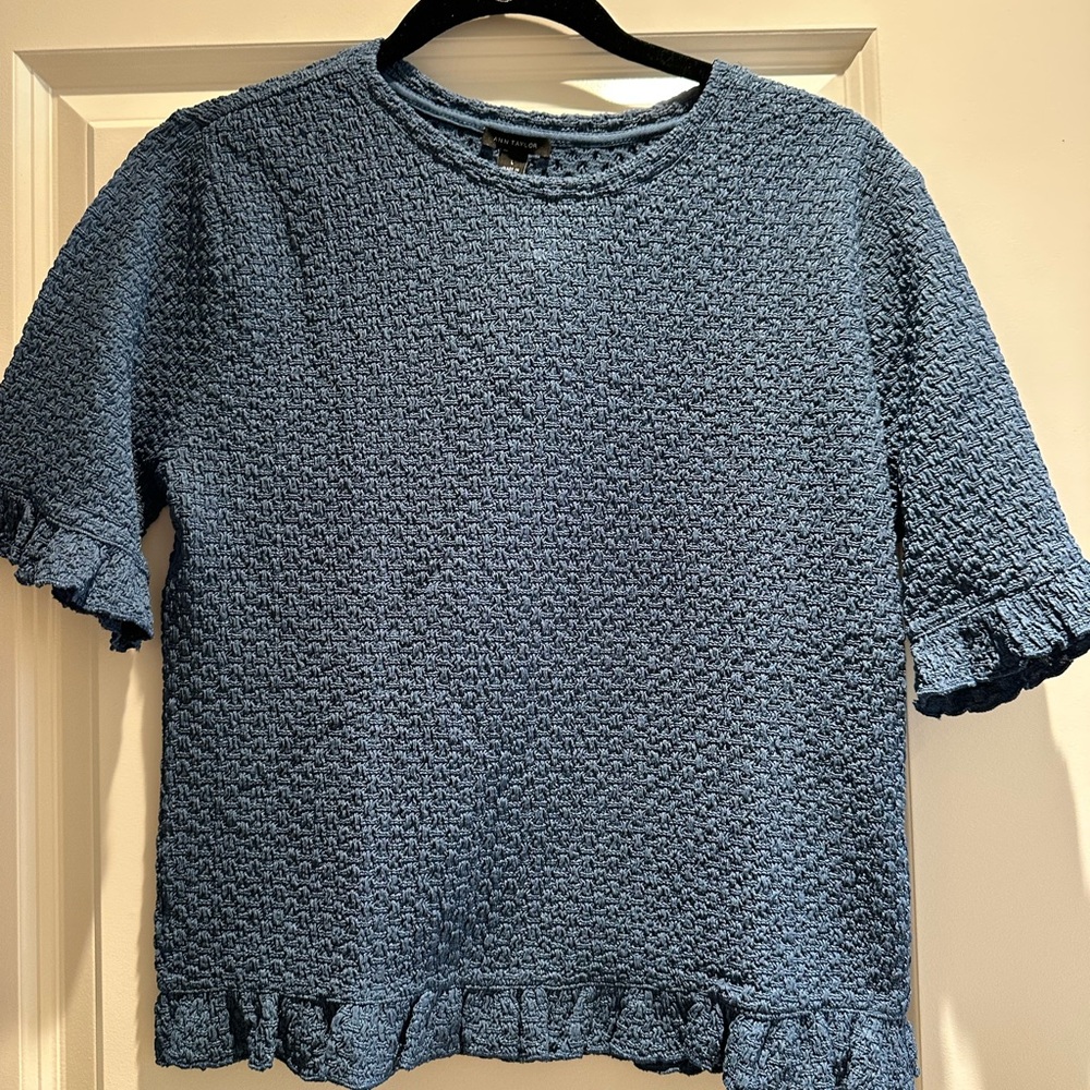 Ann Taylor Navy Textured Knit Top